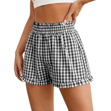 Dameshorts boxershorts 2025 sommerens gingham-pysjamas, lounge-søvn, rutete pysjamashorts, strandbukser, tidsbegrenset salg under 10 dollar