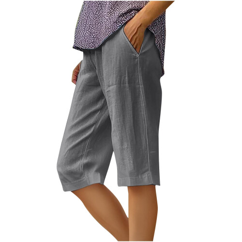 Γυναικείο Σορτς Γυμναστικής Καλοκαιρινό και Μονόχρωμο Ριχτό Παντελόνι 5/4S-2XL