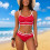 Damen-Badeanzug, konservatives, hochgeschnittenes, einfarbiges Bikini-Set, geteiltes Design und bequem, für Strand, Pool oder 4