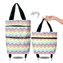 Chariot de courses pliable, sac à roulettes portable 2 en 1, sac télescopique à roulettes – Compatible avec les supermarchés