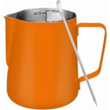 Pichet à lait de 350 ml avec graduation transparente, en acier inoxydable 304, compatible avec les machines à expresso, stylo à latte art inclus