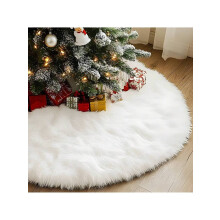 Jupe de sapin blanche en peluche de 76/91/122 cm - Jupe de sapin double couche à thème blanc, magnifique décoration de Noël
