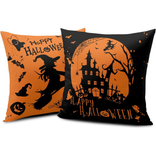 Εσωτερική διακόσμηση για το Halloween: Μαξιλαροθήκες με Κάστρο Μαγισσών και Ιστό 1