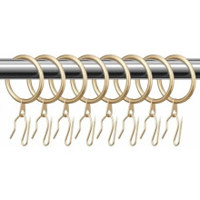 30 Metall-Gardinenringe & 30 Stifthaken, 0,98"/1,26"/1,65" Innendurchmesser, Champagnergold (42 mm), kompatibel mit Standardstangen