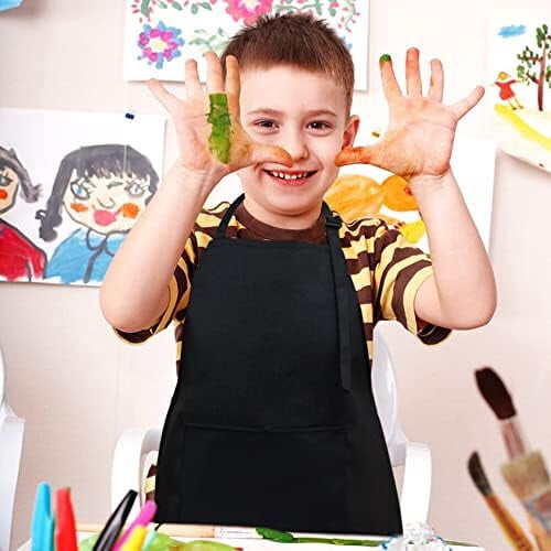 Grembiule per bambini con tasca 2 pezzi. Grembiule da chef per bambini per cucinare, preparare dolci e dipingere. 2