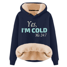Warmer Damen-Hoodie mit Kapuze, Aufdruck „YES I'm Cold ME247“, gemütlicher Winterpullover, lässiges Langarmshirt, lustiges Sweatshirt