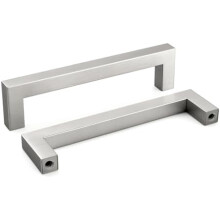 Lot de 5 poignées de meuble en nickel brossé, entraxe de 128 mm