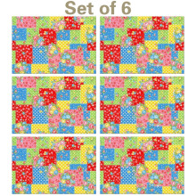 Tischsets aus Leinen mit Blumenmuster von Pioneer (6er-Set), waschbar, rutschfest, hitzebeständig, für die Küche, 30 x 45 cm