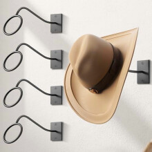 Falra Asztali Cowboy Kalaptartó 4 db-os - Rusztikus Fém Kalapakasztók Western, Fedora és Széles Karimájú Kalapokhoz