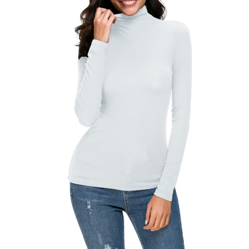 Γυναικεία T-shirts Casual Μονόχρωμα Μπλούζες με Μακρυμάνικο Ζιβάγκο Στενή Γραμμή 2
