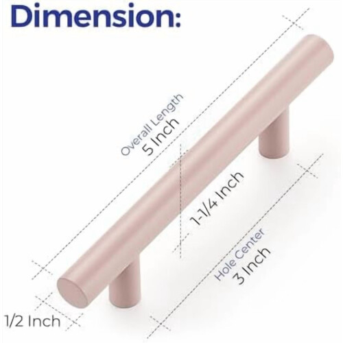Pink Stainless Steel Cabinet Pulls 5 Inch 3 Pack 2