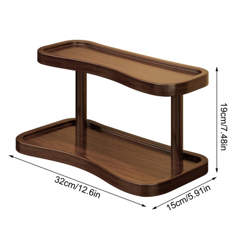 Desktop shelf walnut double layer 13 inch 2