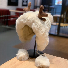 Damen-Pelzmütze mit Bommel für den Winter, warme Strickmütze, Trappermütze mit Ohrenschutz