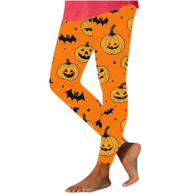 Dámske jogové nohavice s halloweenskou tekvicou a netopierom – elastické, mäkké kartáčované legíny, veľkosť S-2XL, vhodné na jogu a