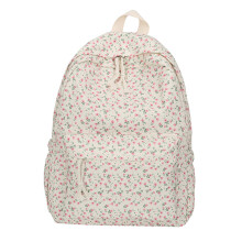 Söt ryggsäck för kvinnor Casual blommigt tryck Estetisk dragkedja Tyg Skolväska College Utomhus Dagsryggsäck för resor och shopping Rosa