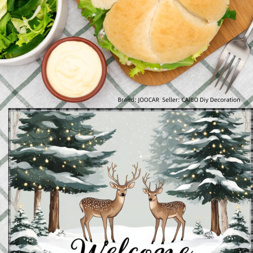 Σετ τραπεζομάντιλων Deer Winter Forest Linen 4 τεμαχίων 12x18 ιντσών 2