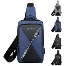 Pánská crossbody taška s USB nabíjecím portem, černá