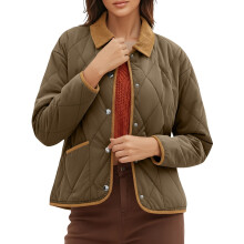 Kukoosong lichtgewicht donsjack voor dames, oversized opvouwbare pufferjas met volledige ritssluiting en zakken, revers met kleurblokken