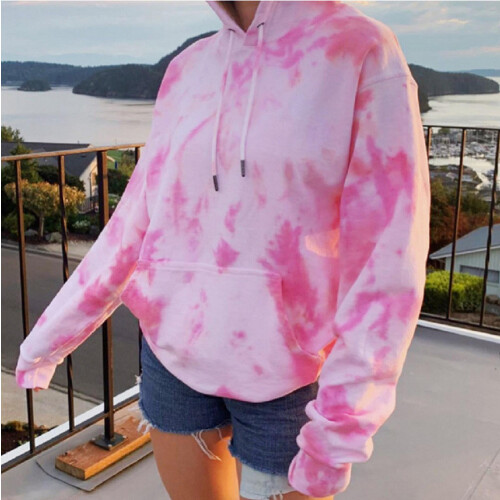 Γυναικείο Φούτερ με Κουκούλα Tie-Dye 3D Print με Τσέπες, Κουκούλα με Κορδόνι, 2