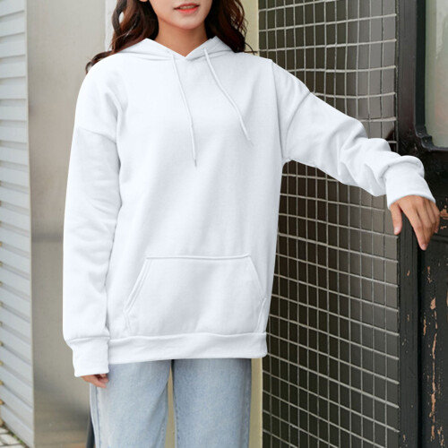Damen-Kapuzenpullover mit Taschen, langärmelig, lässig, locker geschnitten – Einheitsgröße 1