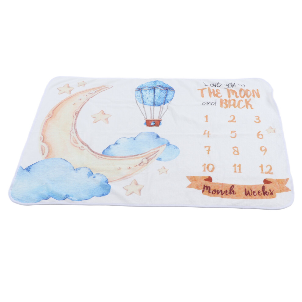 Baby Milestone Blanket Double Sided Flannel 100x75cm Moon Balloon Pattern
