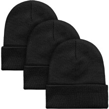 Set di 3 berretti invernali unisex con risvolto in maglia, ideali per uomo e donna, perfetti per attività all'aperto.