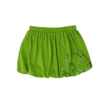 Saia Balão Bordada para Bebê Menina – Algodão Pima Peruano, Saia Balão, Cintura Elástica, Sem Fecho, Cores Lisas, Verde Ácido, 2