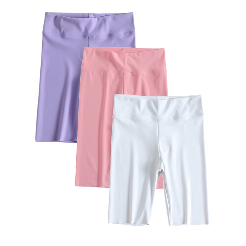 Conjunto de 3 Shorts de Vôlei Femininos de 2 a 12 Anos, 5 Polegadas, Elásticos, para Ginástica, Yoga e Dança.