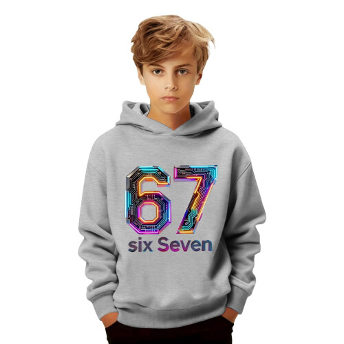 Meme Hoodie för Barn Grå Långärmad Tröja 2