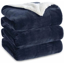 GentleSoft Sherpa Fleece Blanket – 108 x 90 in, Navy
