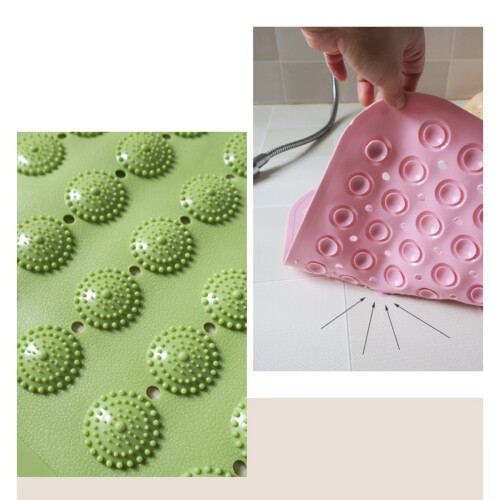 Antislip badmat van rubber (PVC) 48x48 cm roze 2