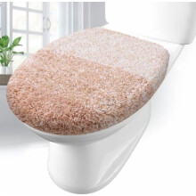 Mykt mikrofiberdeksel til toalettlokk, maskinvaskbart, gummibakside, passer til de fleste runde/avlange lokk, beige – kompatibelt med standard