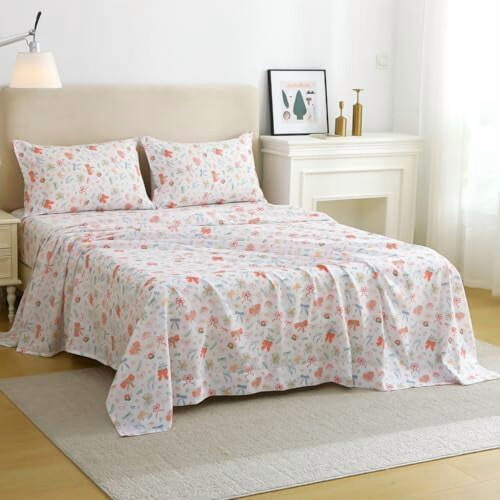 Bettwäsche-Set mit Blumenmuster (Queen-Size) - Mikrofaser, 4-teilig 1