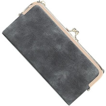 Vintage-lompakot naisille, suuri kaksitaiteinen Kiss Lock -lompakko naisille, nahkainen vetoketjullinen clutch-kolikkolaukku