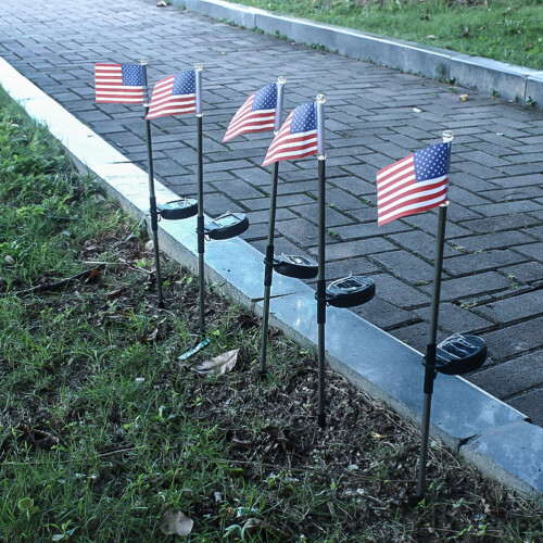 3-pack solcellslampor med amerikansk flagga 1