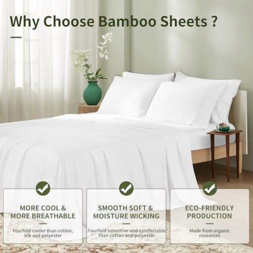 Queen Bamboo Rayon Sheet Set 4-Pc Deep Pocket 1