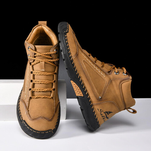 Άνετες χειροποίητες δερμάτινες μπότες Olveros Boots για άνδρες, αδιάβροχες, με στήριξη 1