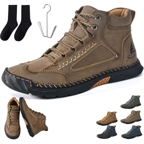 Άνετες χειροποίητες δερμάτινες μπότες Olveros Boots για άνδρες, αδιάβροχες, με στήριξη