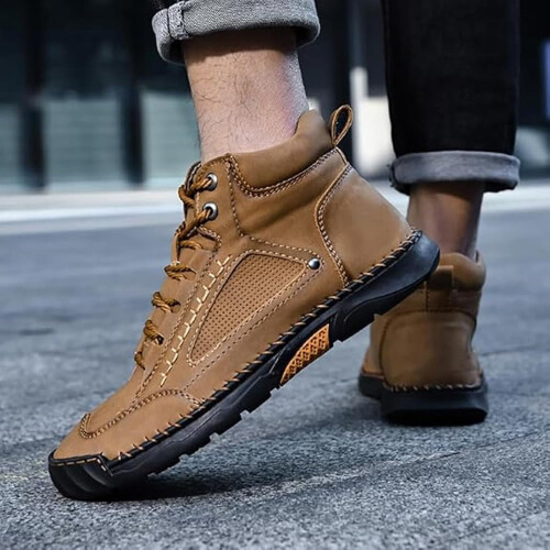 Άνετες χειροποίητες δερμάτινες μπότες Olveros Boots για άνδρες, αδιάβροχες, με στήριξη 2