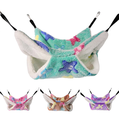 opvise Pet Sugar Glider Hamster Double-layer Hammock Hanging Squirrel Sleeping Bag Coffee 1