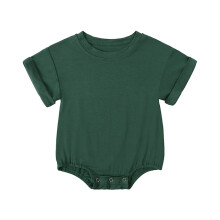Neugeborenen-Bodys für Mädchen und Jungen, einfarbig olivgrüne Kurzarm-Strampler, 12-18 Monate, kompatibel mit Standard-Babygrößen