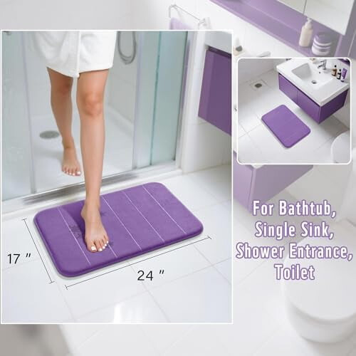 Bademåtte med memory foam-skum, 64 x 43 cm, lavendel 1