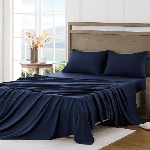 Ensemble de draps en microfibre gris foncé pour lit simple, 3 pièces