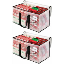 2er-Pack robuste Umzugstaschen, 125 l transparente Aufbewahrungstaschen mit verstärkten Griffen und Etikettenfach, Weihnachtstaschen