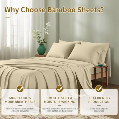 Ensemble de draps en rayonne de bambou et microfibre Queen 4 pièces 2