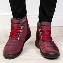 Botas de nieve de invierno para mujer FAMTKT, zapatos de senderismo con cordones para mujer, botas de invierno cálidas e impermeables, botines para