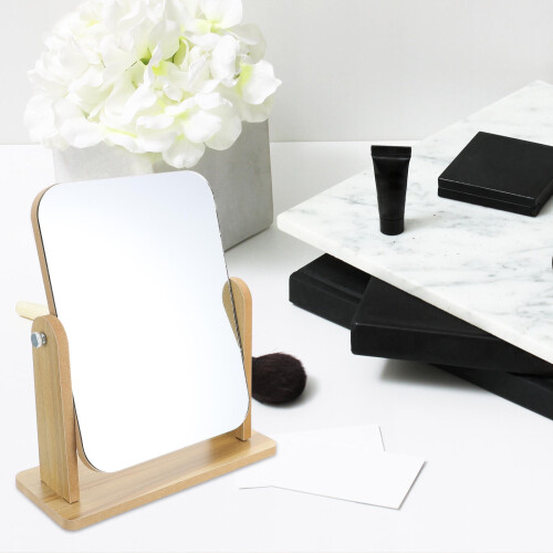Espelho de maquiagem giratório Worgeous cáqui com suporte de vidro para uso doméstico, design elegante e compacto, 25 x 20 cm (10 x 8 polegadas). 1