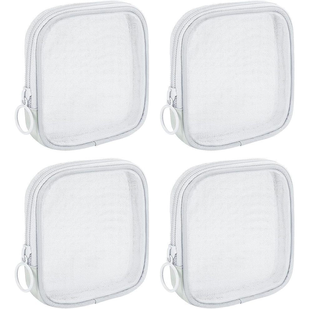 Mini Zipper Nylon Mesh Pouches Cosmetic Toiletry 4-Pack