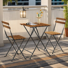 Ensemble bistro de patio en bois d'acacia brun 3 pièces