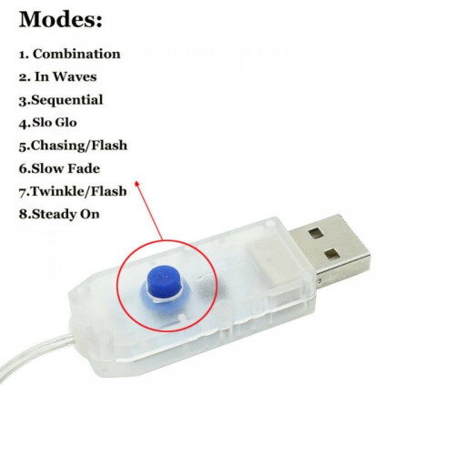 Φώτα LED USB Fairy 2M-20M, 20-200LED, 8 Λειτουργίες, Χάλκινο Σύρμα, Διακόσμηση 2